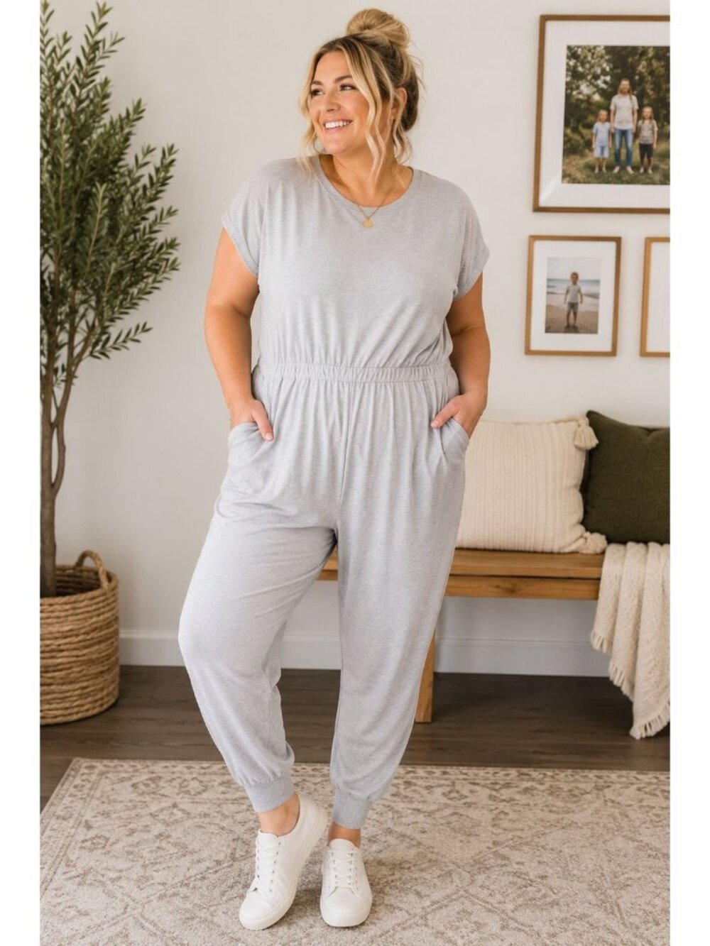 Any Body Women's Sleeveless Jumpsuit Gray Size 1X Lounge, travel, athleisure